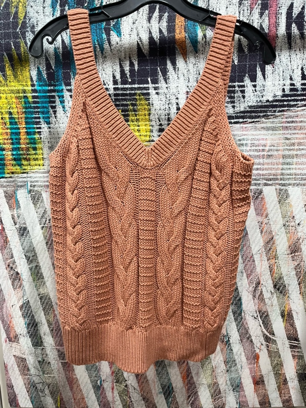 Banana Republic Cable Knit V-Neck Sleeveless Tank - Apricot